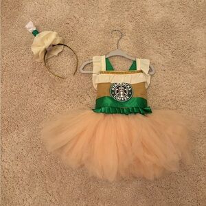 9-12 month - Starbucks Tutu Dress/Costume with Headband